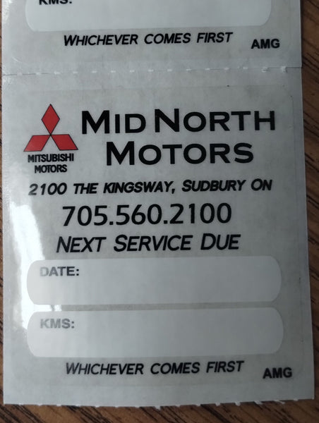 Custom Write-On Oil Change Stickers - Light Adhesive-Price per 1000