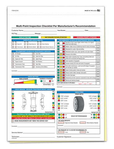 Multi-Point Vehicle Inspection Report #7291