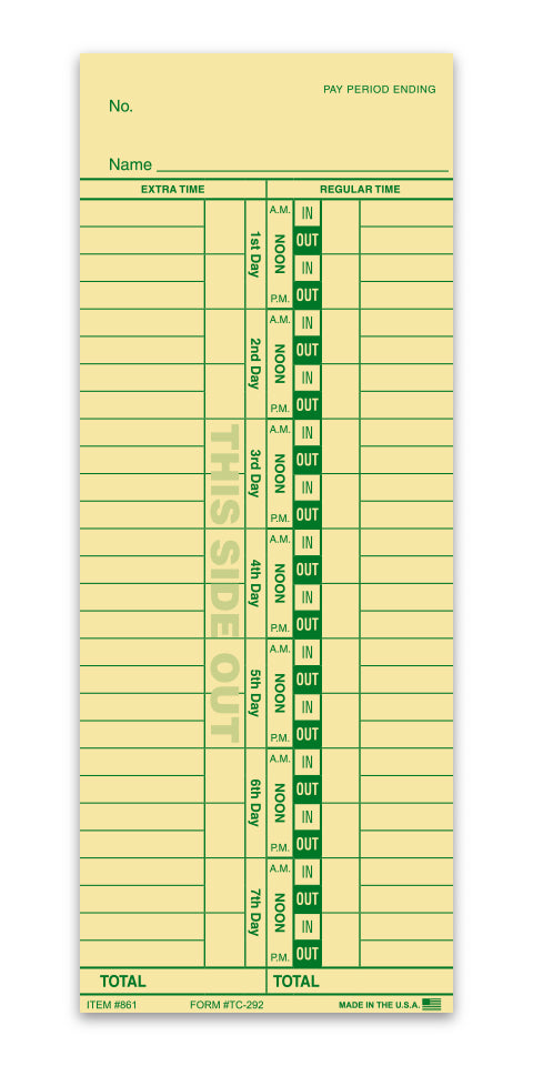 Time Clock Cards - TC292