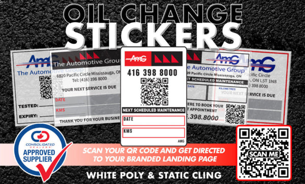Custom Write-On Oil Change Stickers - Light Adhesive-Price per 1000