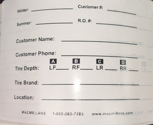 Tire Storage Label